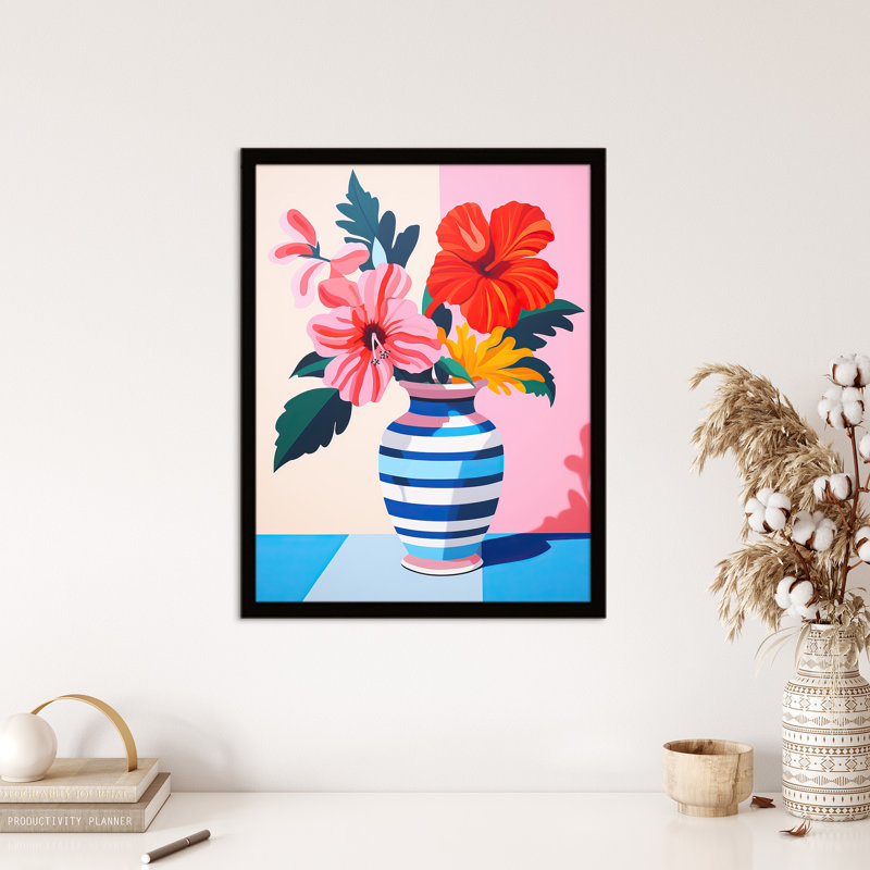 Heavenly Hibiscus Bright Floral Pink - Single Picture Frame Print