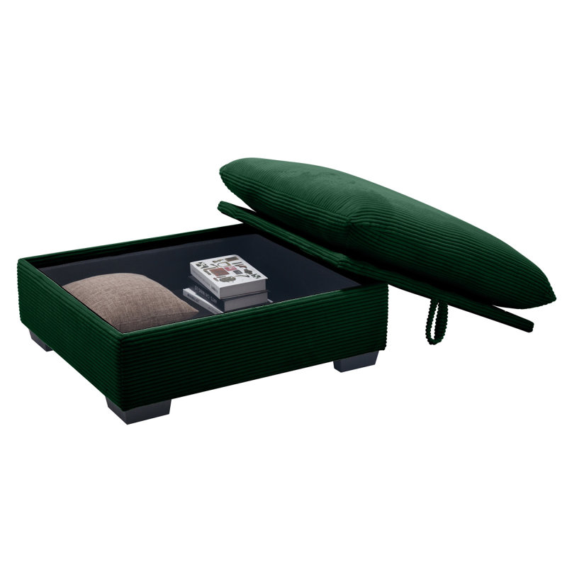 Corduroy Fabric Ottomans Footrest To Combine With 2 Seater Sofa, 3 Seater Sofa And 4 Seater Sofa, Green Corduroy, Green