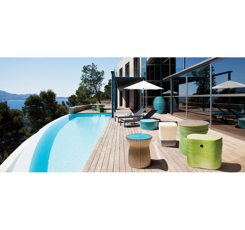 Vase de plancher en céramique Helter Skelter, Bleu turquoise