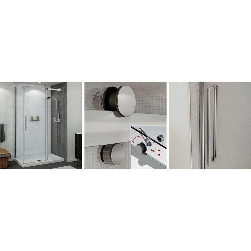 Panneau de verre fixe sans cadre 28,75 po x 78,75 po Halo, Chrome poli