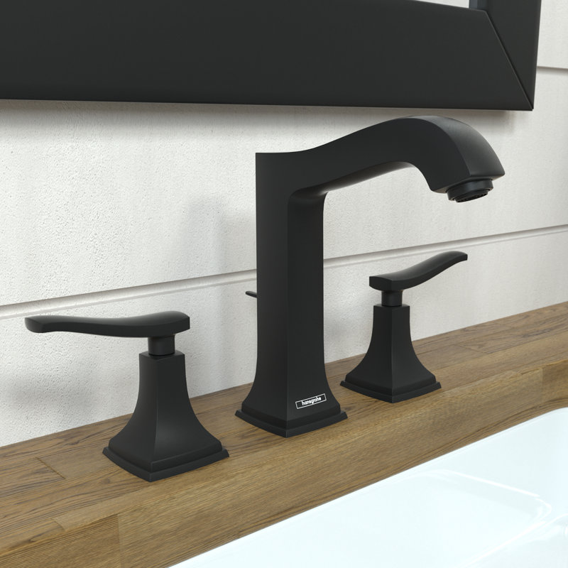Metropol Classic Widespread Bathroom Faucet, Matte Black