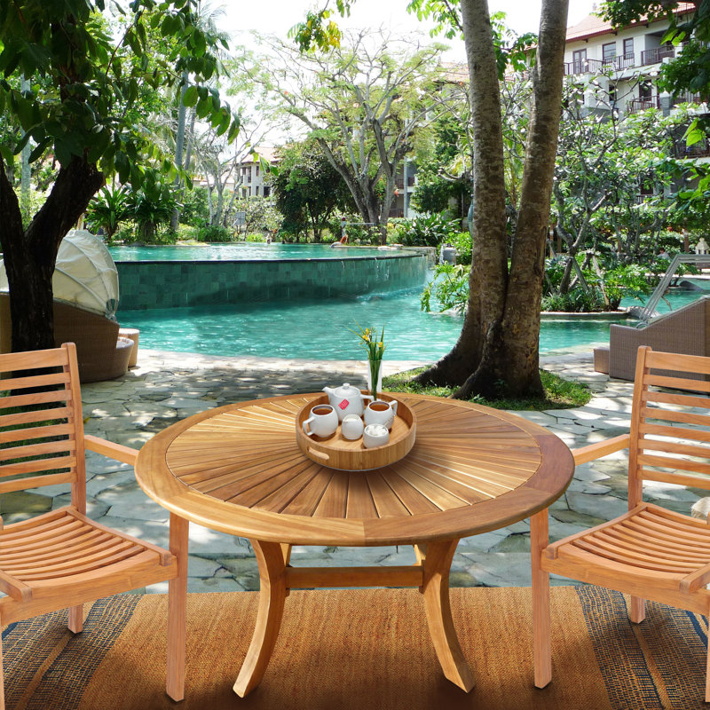 Kingon Outdoor Round Teak Dining Table