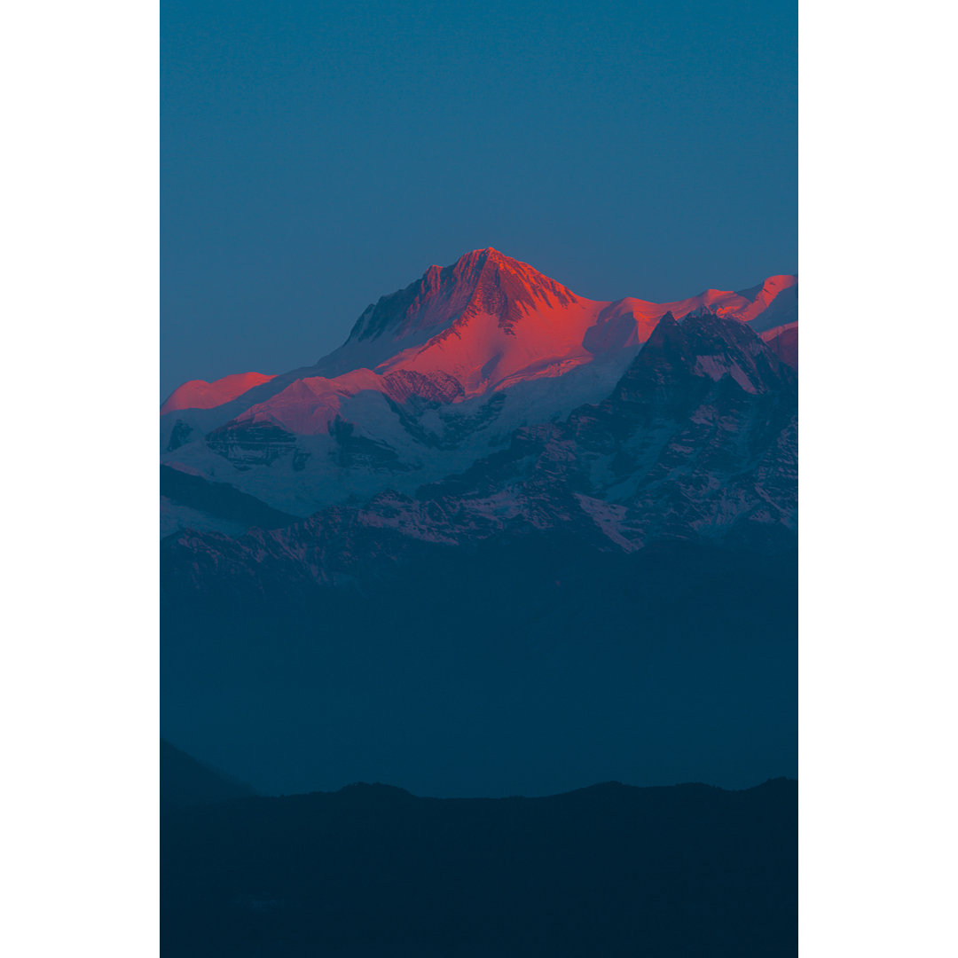 Alpenglühen auf dramatischem Berg - Druck