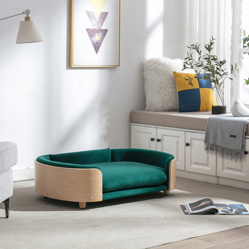 Canapé pour chien de style scandinave, Bleu/brun, Grand (H 11,02 po x l 38,58 po x P 26,77 po)