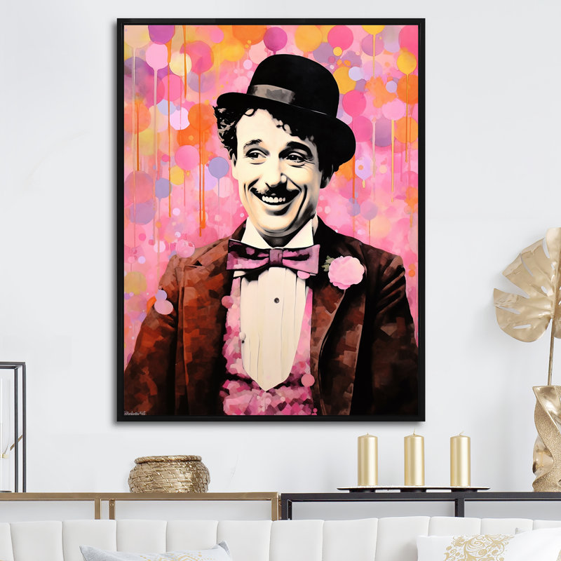 «Chocolate Chaplin III - Celebrity», reproduction sur toile_105726, H 20 po x l 12 po x P 1 po, Cadre flottant noir