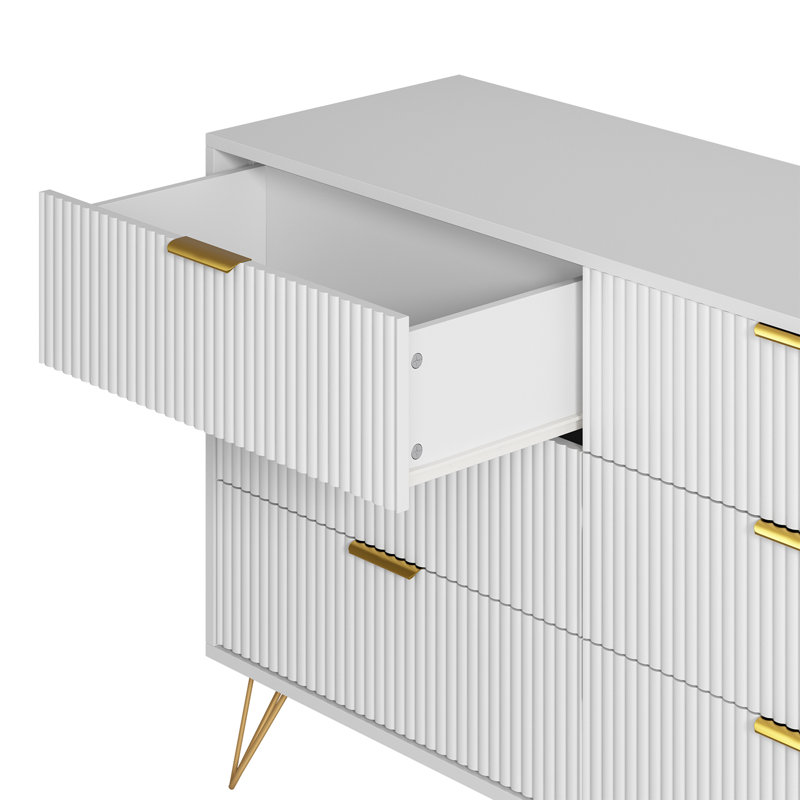 Commode 6 tiroirs Collena, Blanc