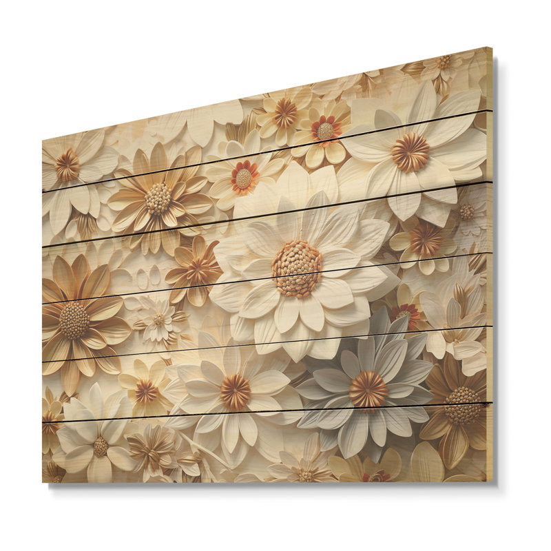 Élégantes fleurs de minimalisme à chaque saison - Fleurs saisonnières, art sur bois de pin naturel, H 10 po x l 20 po