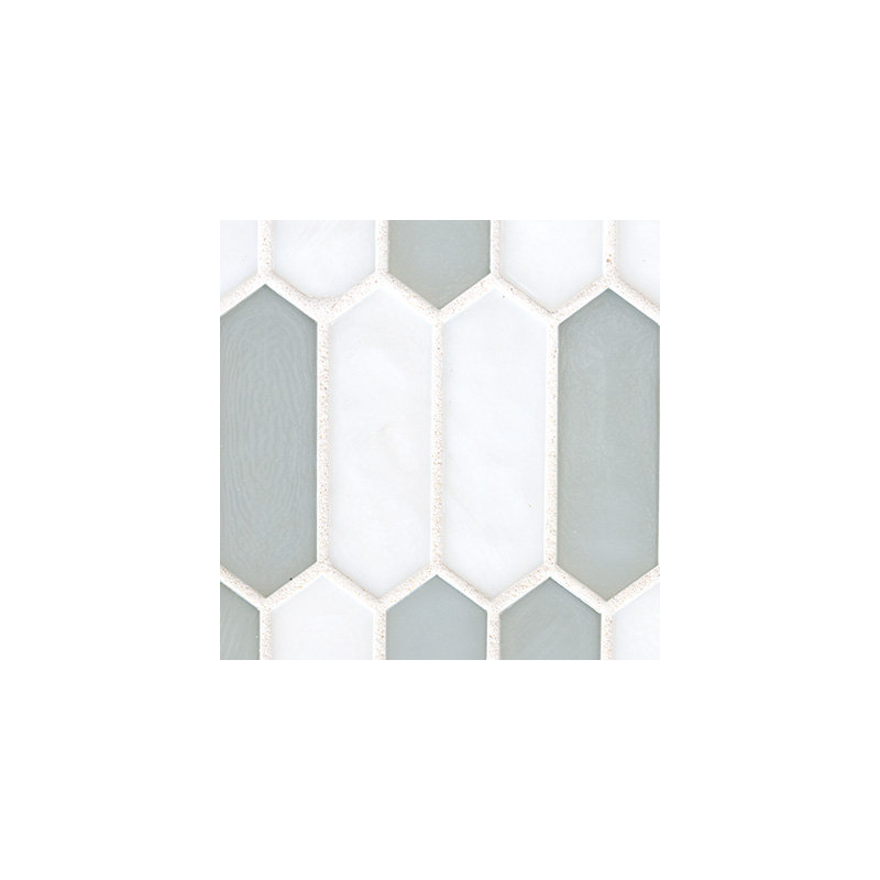 Rietto Spire 10 in. x 12 in. Glossy Glass Mosaic Wall Tile, Cresta Mist