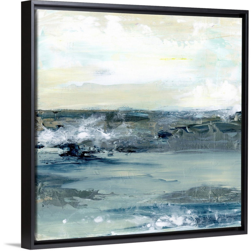 Reproduction d’art sur toile, "Coastal blues I" par Lila Bramma, Cadre flottant noir, H 26 po x l 26 po x P 1,75 po