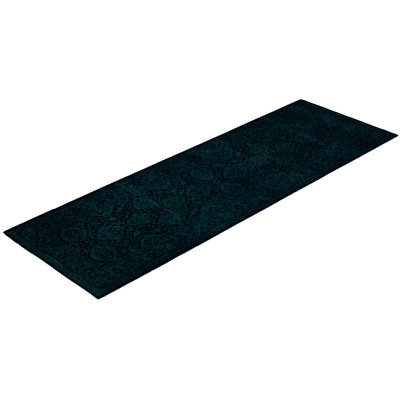 Tapis de couloir vert moderne et contemporain en laine nouée à la main 2 pi 7 po x 7 pi 9 po Chewelah