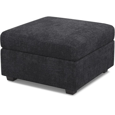 30" Charcoal Gray and Black Chenille Storage Ottoman