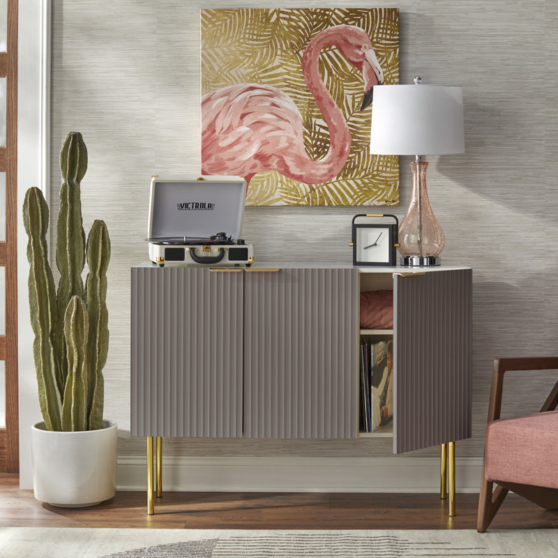Santillanes 47.25'' Sideboard, Taupe/White Faux Marble