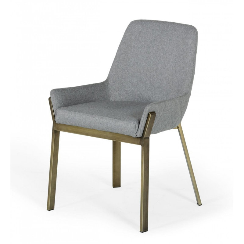 Chaise avec accoudoirs rembourrée Skye, gris, Laiton antique brossé