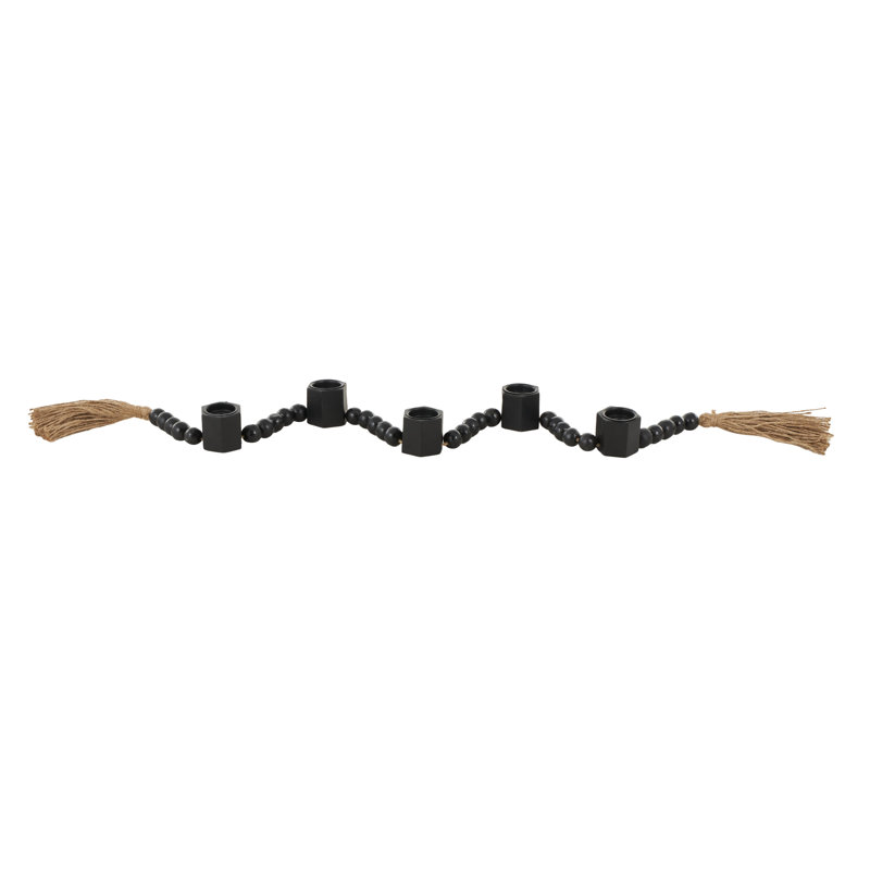 Porte-bougie brun avec guirlande Mango, H 2 po x l 42 po x P 1,5 po