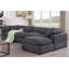 Canapé modulaire rembourré en forme de L de 142 po avec repose-pieds Amiyiah, polyester gris foncé-36222731