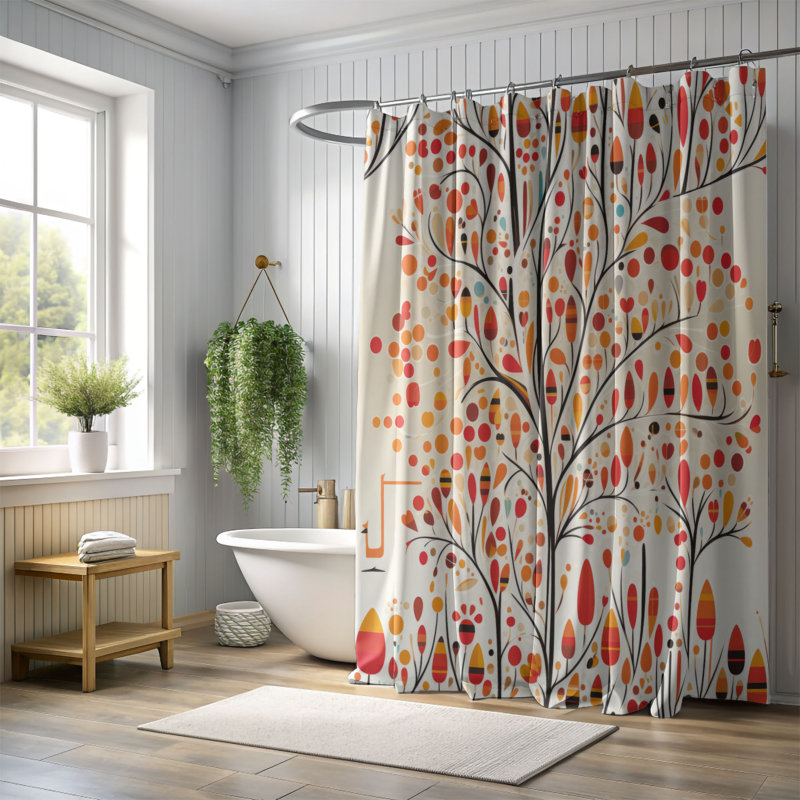 Breiona Abstract Shower Curtain, 74"H x 71"W