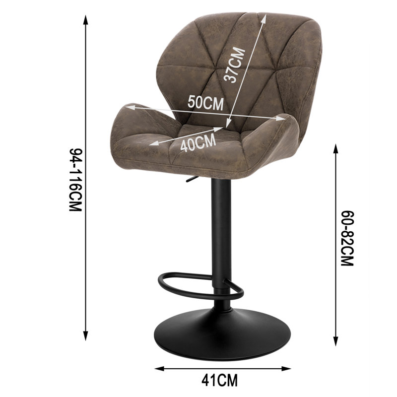 Dequavius Swivel Upholstered Adjustable Height Counter Stool, Dark Brown