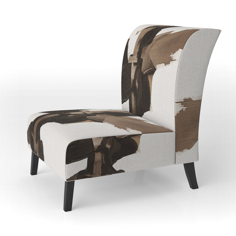 Fauteuil de chambre rembourré Geometric IV, Brun / Noir / Blanc