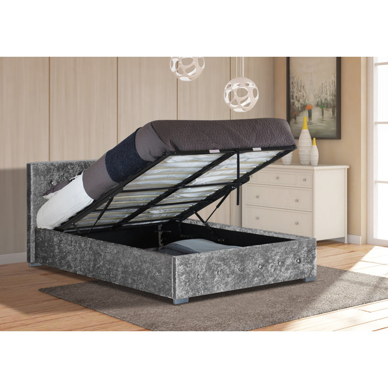 Dodge Upholstered Ottoman Storage Bed, Single (3'), Silver
