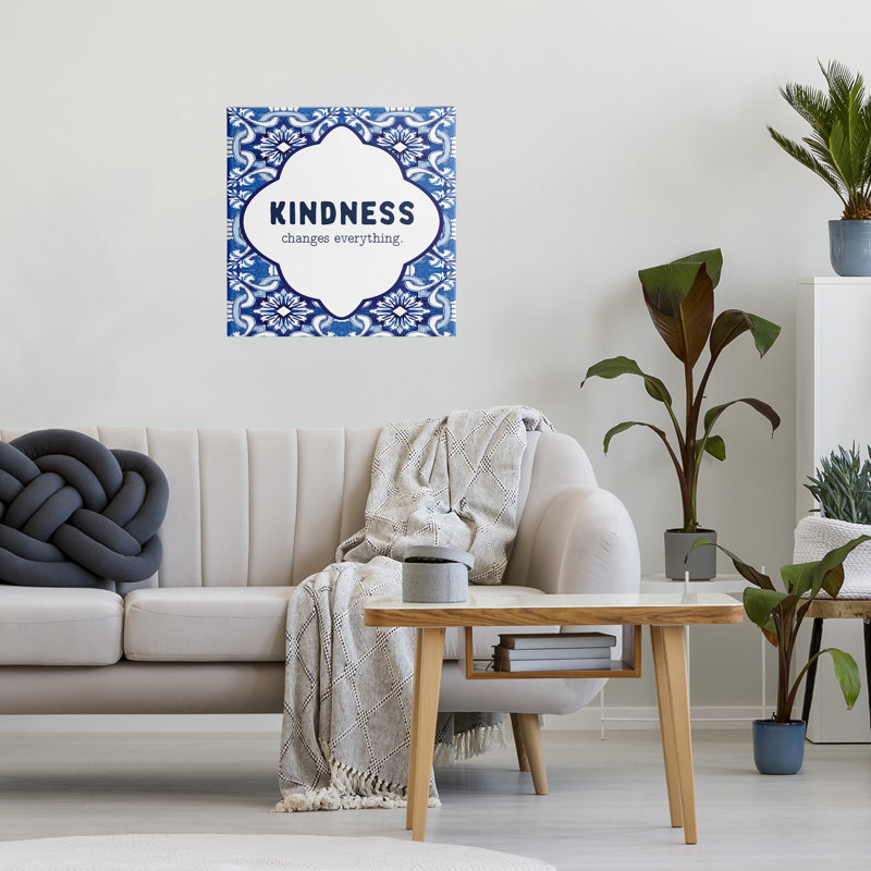 Patterned Kindness Changes Everything Canvas, design by Lettered and Lined, 17" H x 17" W