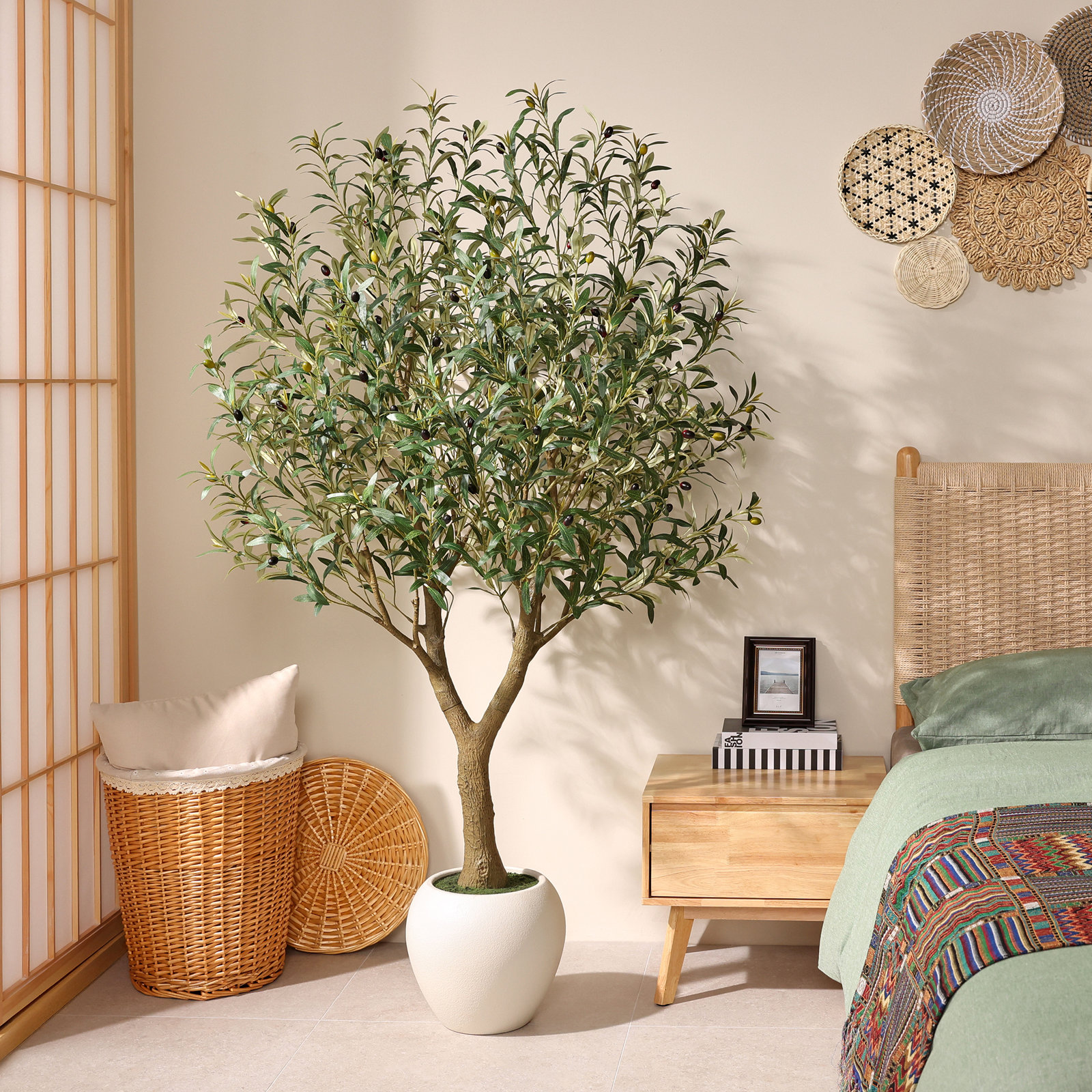 Tasmin Artificial Olive Tree in White Planter, 72