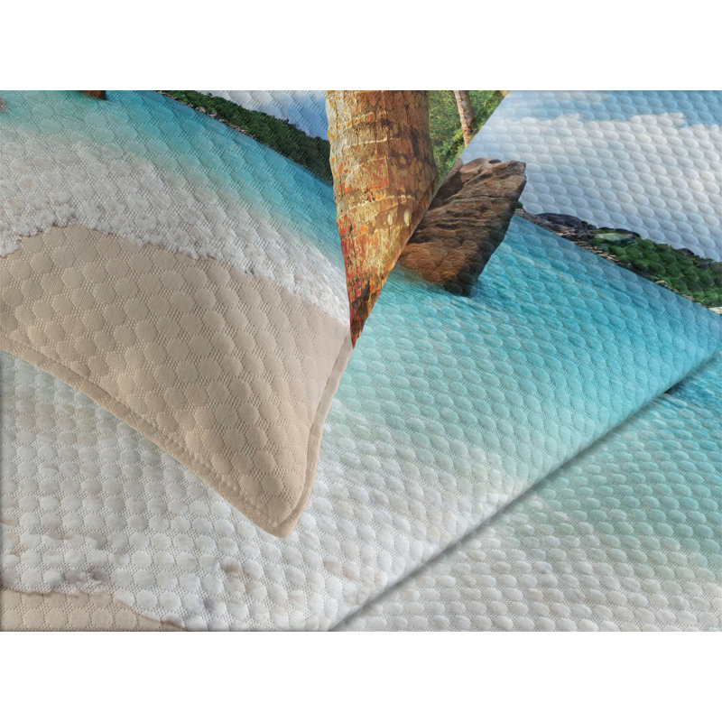 Ambesonne Beach Bedspread Exotic Palm, King Bedspread + 2 Standard Shams