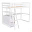 Lit mezzanine simple avec bureau et tablettes, deux tiroirs intégrés