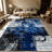 1PC Abstract Modern Navy Blue Grey Geometric Oil Painting area rugs for Living Room, Soft and Comfortable, Suitable for all seasons, easy-to-maintain, machine washable Indoor floor mat, Under Table Farmhouse suitable for dining table, bedroom,-129413875