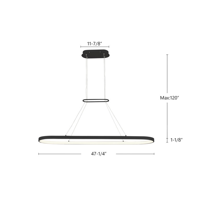 Eerie Pendant Light, 122.76" H x 47.25" W x 12.5" D, Black