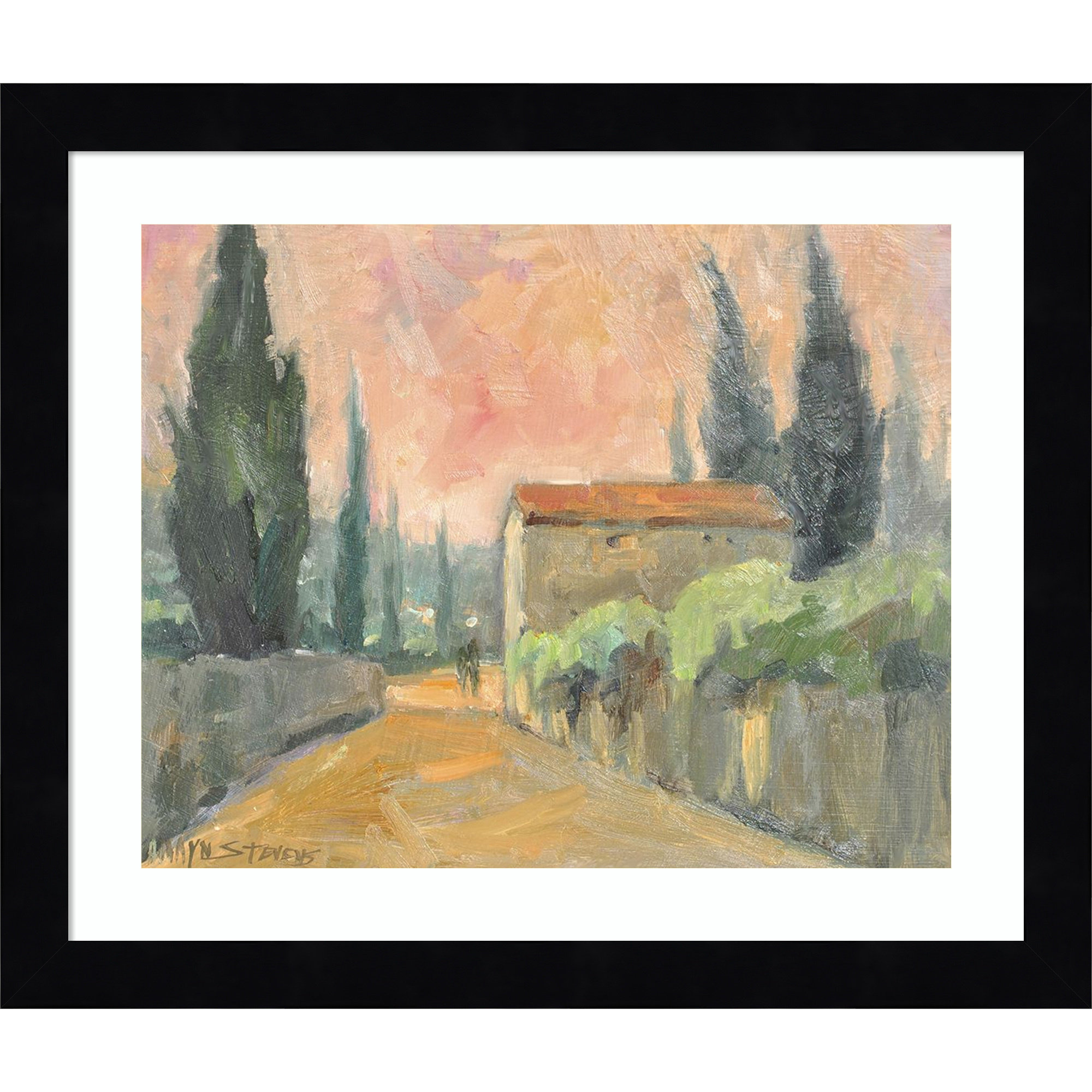 Tuscan Farmhouse by Wood Framed Wall Art Print, 11" H x 13" W, Black