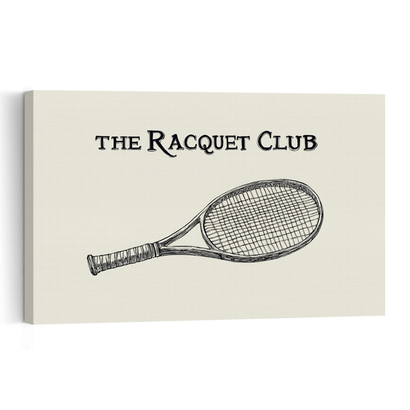 Raquette de tennis vintage, style rétro élégant, affiche murale, H 32 po x l 48 po