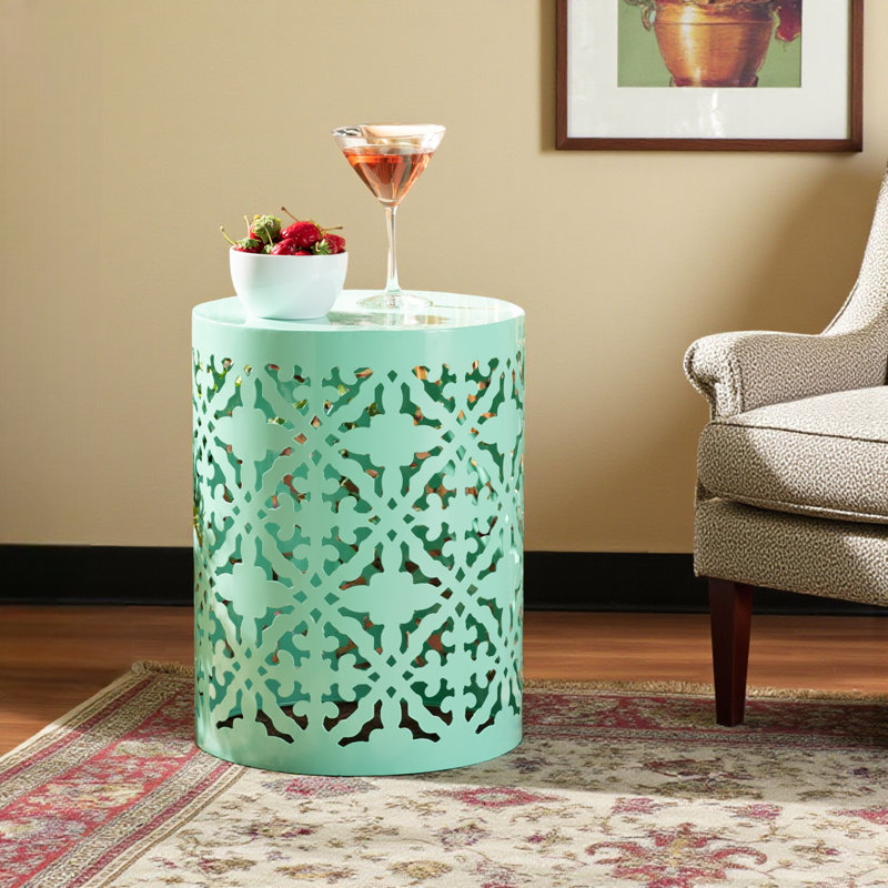 Table d'appoint d'extérieur en pin, H 17,95 po x l 12,97 po x P 12,89 po, Bleu