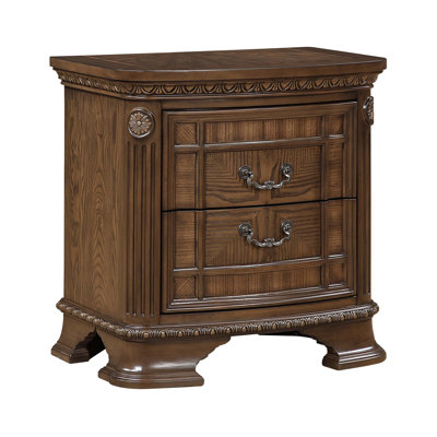 1Pc Dark Brown Finish Elegant Design Traditional Nightstand With 2X Drawers, Perfect For Classic And Modern Bedrooms