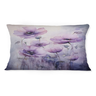 Violet Veil Delicate Poppies Moment - Coussin décoratif imprimé coquelicots