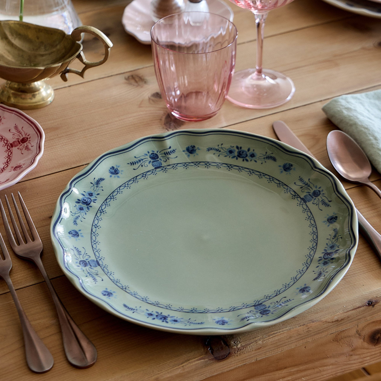 Vila 11" Dinner Plate, Blue/Olive