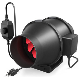 iPower 4 Inch 200 CFM Exhaust Inline Duct Fan with Variable Speed Controller HVAC Blower for Indoor Grow Tents Garden Ventilation, Black