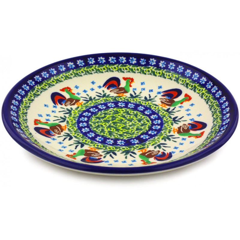 Country Rooster Polish Pottery 8" Plate