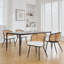 Chaises de salle à manger rembourrées en tissu de polyuréthane 19,3 po H avec dossier canne et structure en métal noir-344166915-364064137
