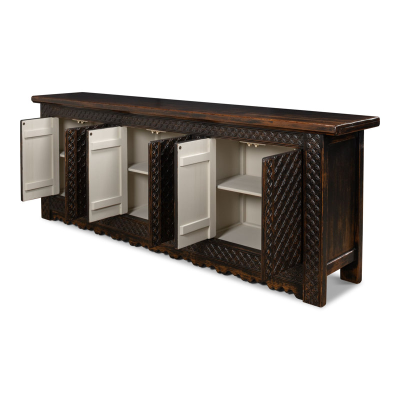 Persian 98'' W Solid Wood Credenza, Dark Brown
