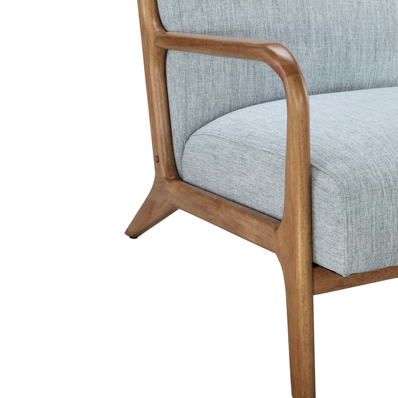 Élégante chaise longue Mid Century avec structure en bois massif bleu et revêtement en mousse de style moderne bleu