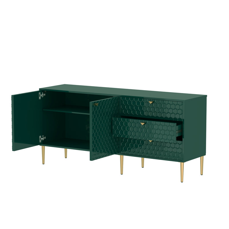 Buffet 60 po avec 3 tiroirs Derrico, Vert