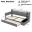 Twin Size Upholstery Daybed with Storage Footstool and Shelves,with Trundle,USB Charging and LED Light,Grey-129883738-129883739