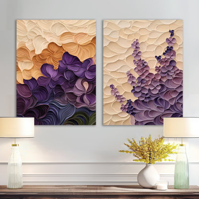 Améthyste «Bloom of Verbena Flowers» - art floral en métal 2 pièces - imprimé sur métal