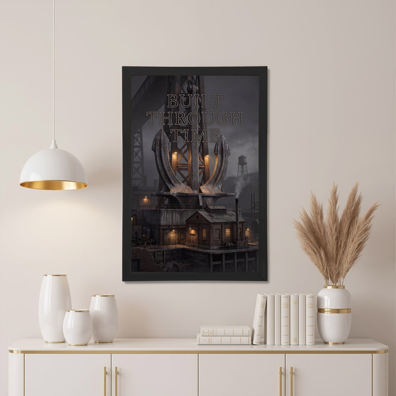 Impression sur toile Massive Steel Anchor At Industrial Docks At Night, 24"H x 16"W