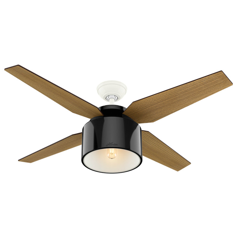 Ventilateur de plafond standard à 4 pales de 52 po avec télécommande et ensemble d'éclairage inclus Cranbrook, Noir lustré