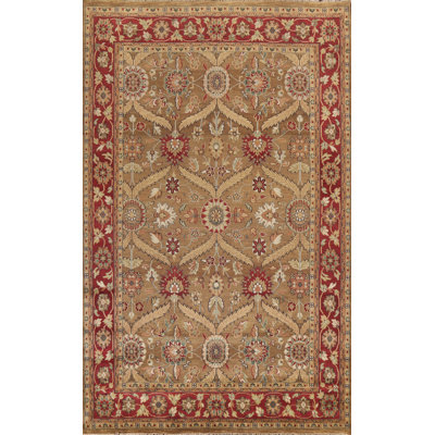 Tapis brun en laine fait à la main Agra 8 x 11