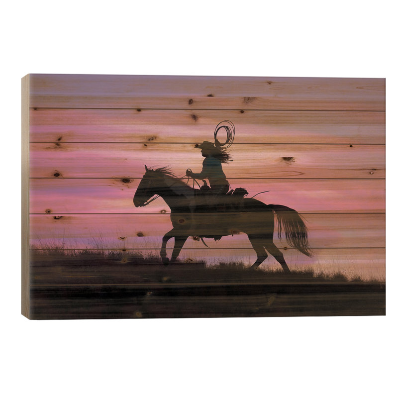 Silhouette de cowboy IV, H 26 po x l 40 po x P 1,5 po