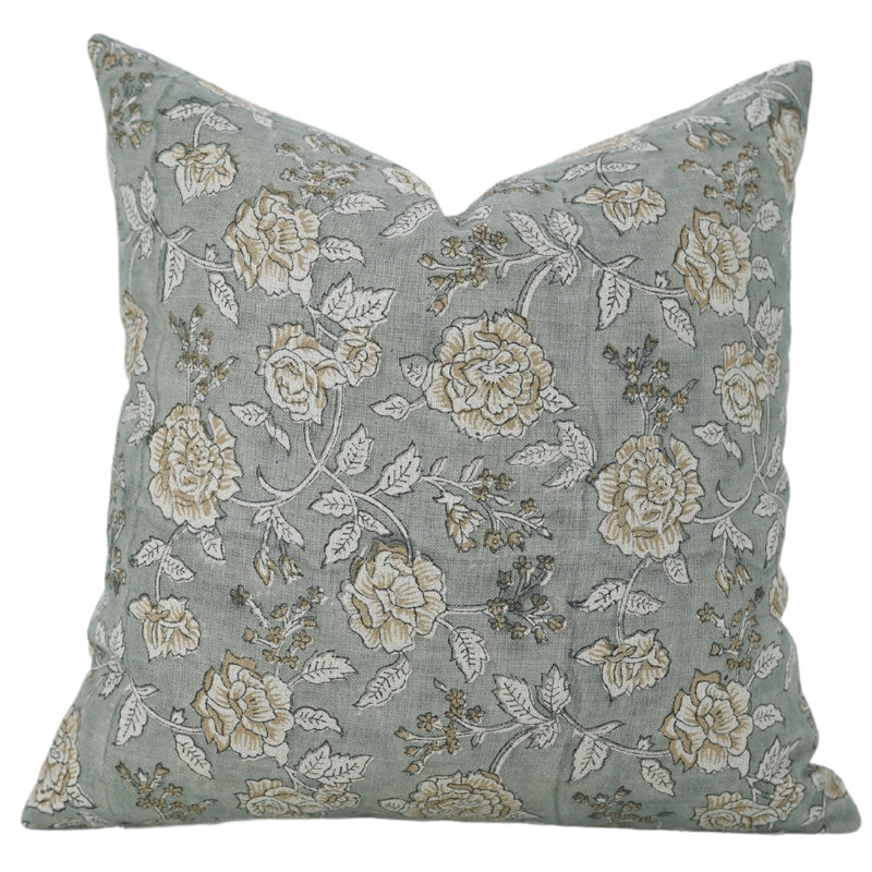 Housse de coussin en lin fabriquée à la main Fabclusine Rameshwaram, motif bohème moderne - 20 x 20 po, H 20 po x l 20 po