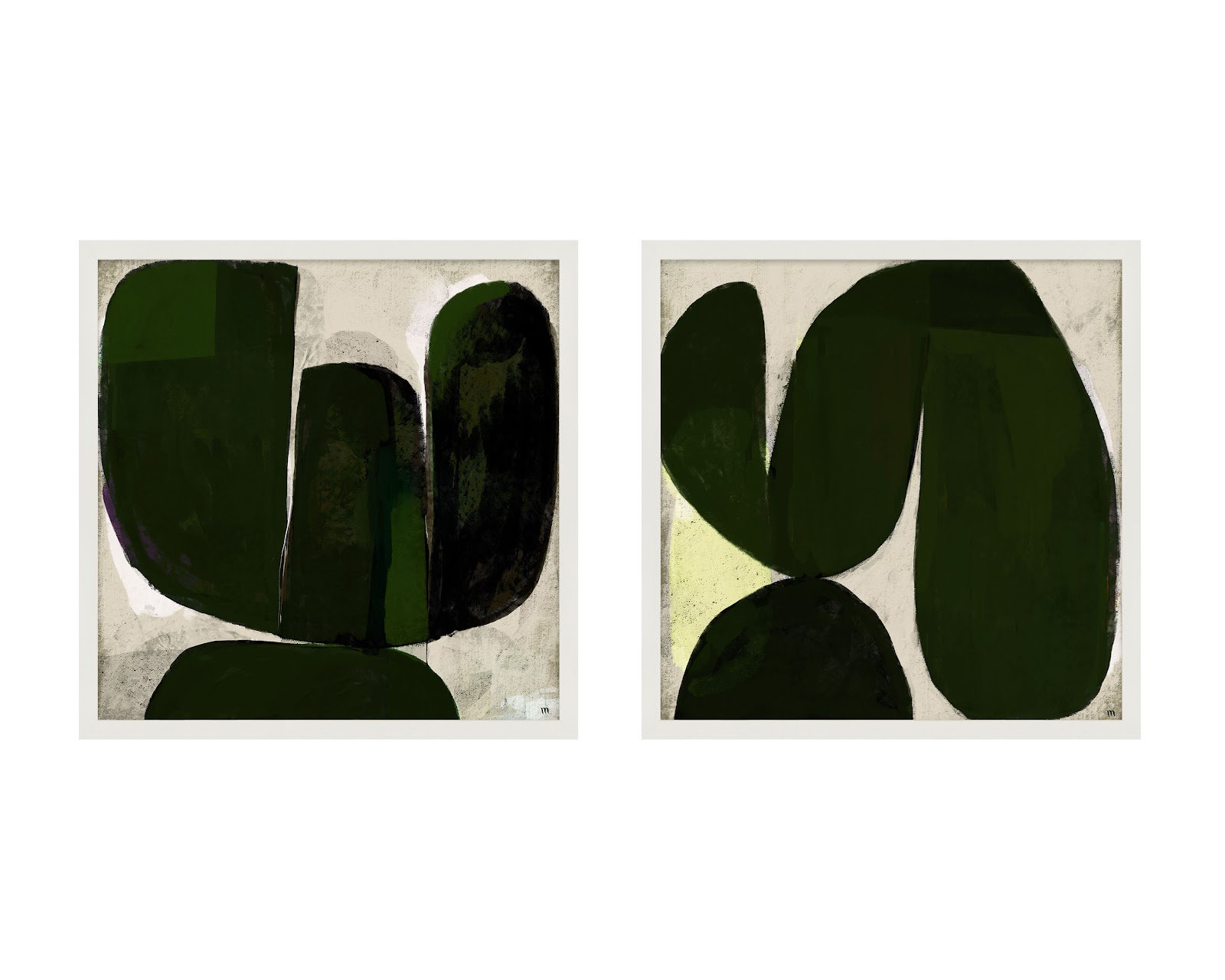 Succulent Set Of 2 by StudioM, 44" H x 44" W x 1.25" D, White