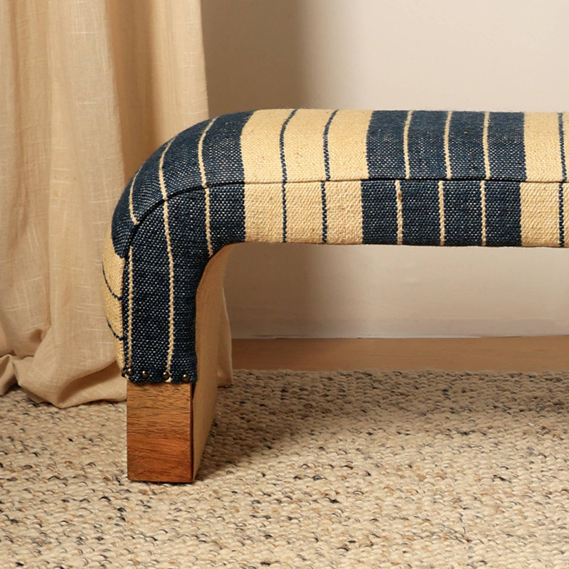 Linen Blend Upholstered Bench